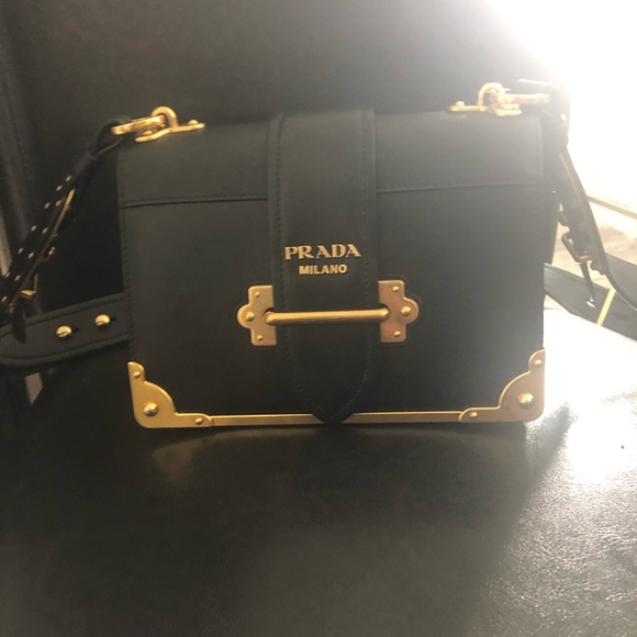 Prada Handbags - Prada Cahier City Leather & Saffiano Shoulder Bag